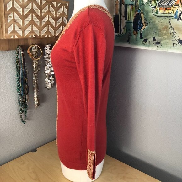 Hand Made in Nepal Cashmere & Silk Sweater - Heavily Beaded - Picture 5 of 10